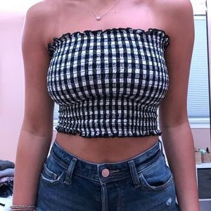 Black and white gingham tube top
